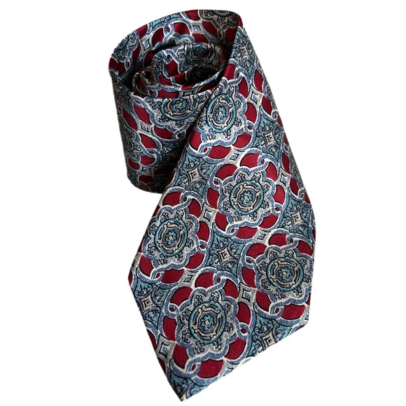 Vintage Christian Dior Monsieur Red Blue Gray
Abstract Pattern Silk Neck Tie - Picture 3 of 8